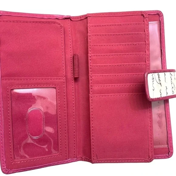 Fossil creamy white pink heart valentines love wallet RARE